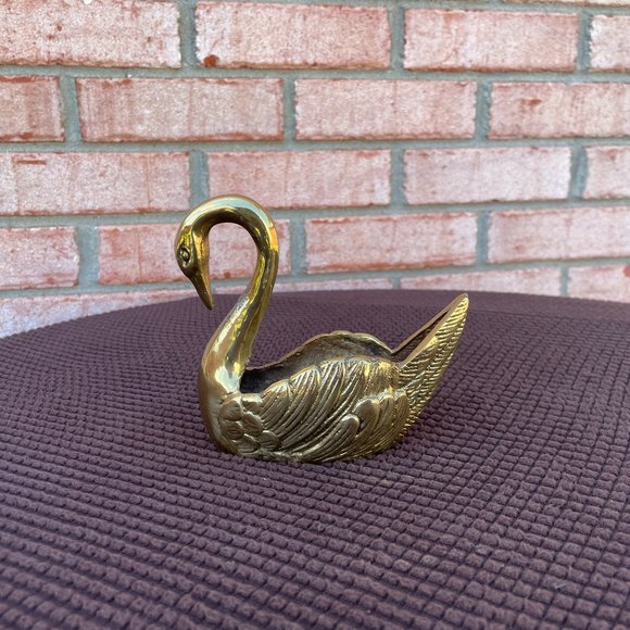 Vintage Brass sMALL Swan Planter